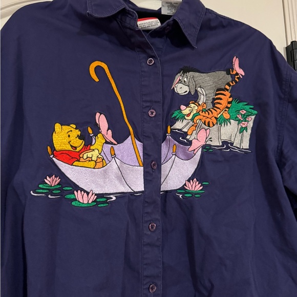 Vintage Disney Winnie The Pooh Purple Button Down - Picture 1 of 2